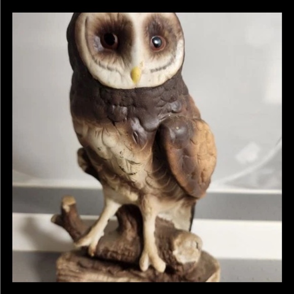 VTG Ceramic Bar Owl Sitting On A Branch Figure 8” Library Office Wisdom Nature - Picture 3 of 8